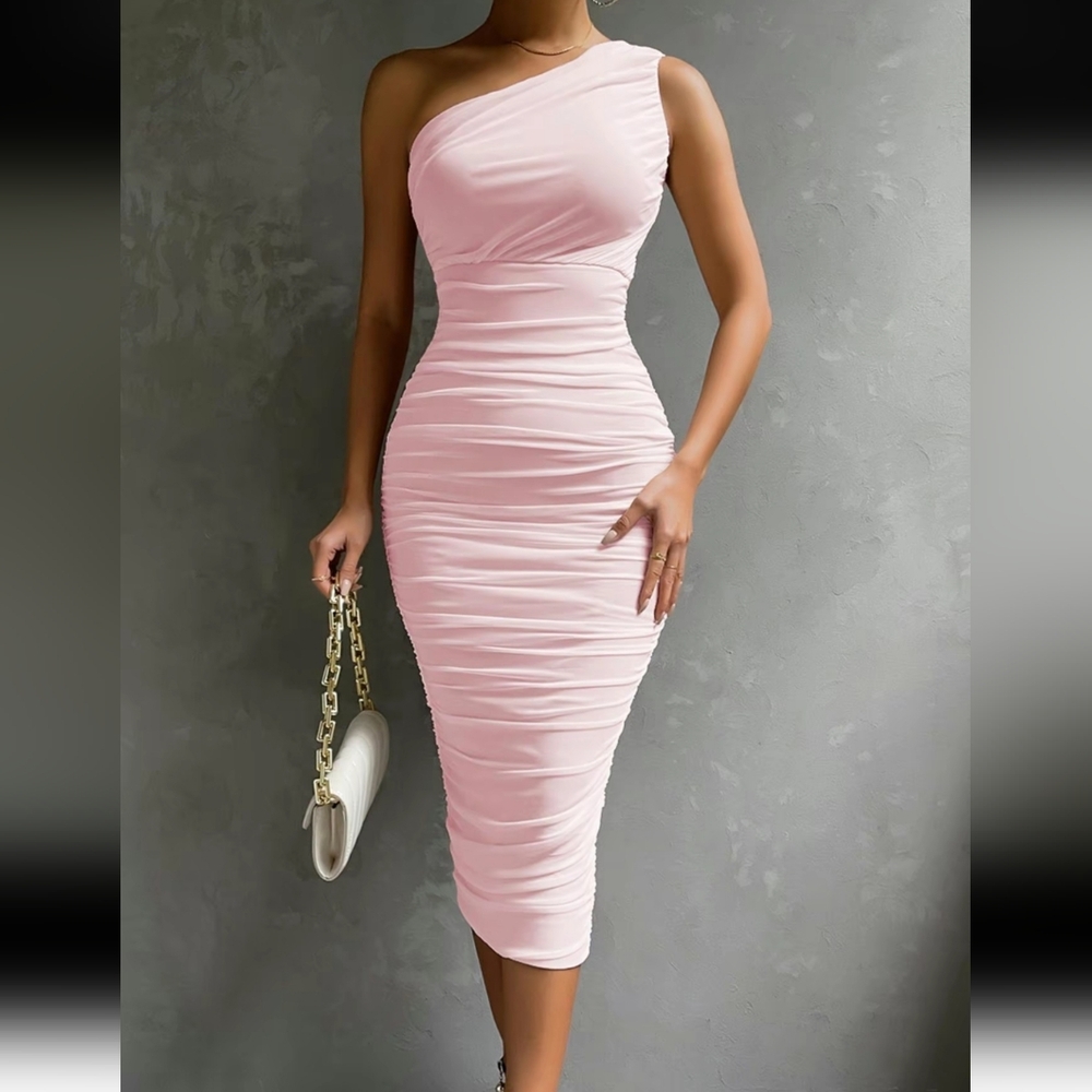 One shoulder bodycon midi dress